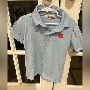 Light Blue Kids Polo Shirt with Pumpkin Embroidery